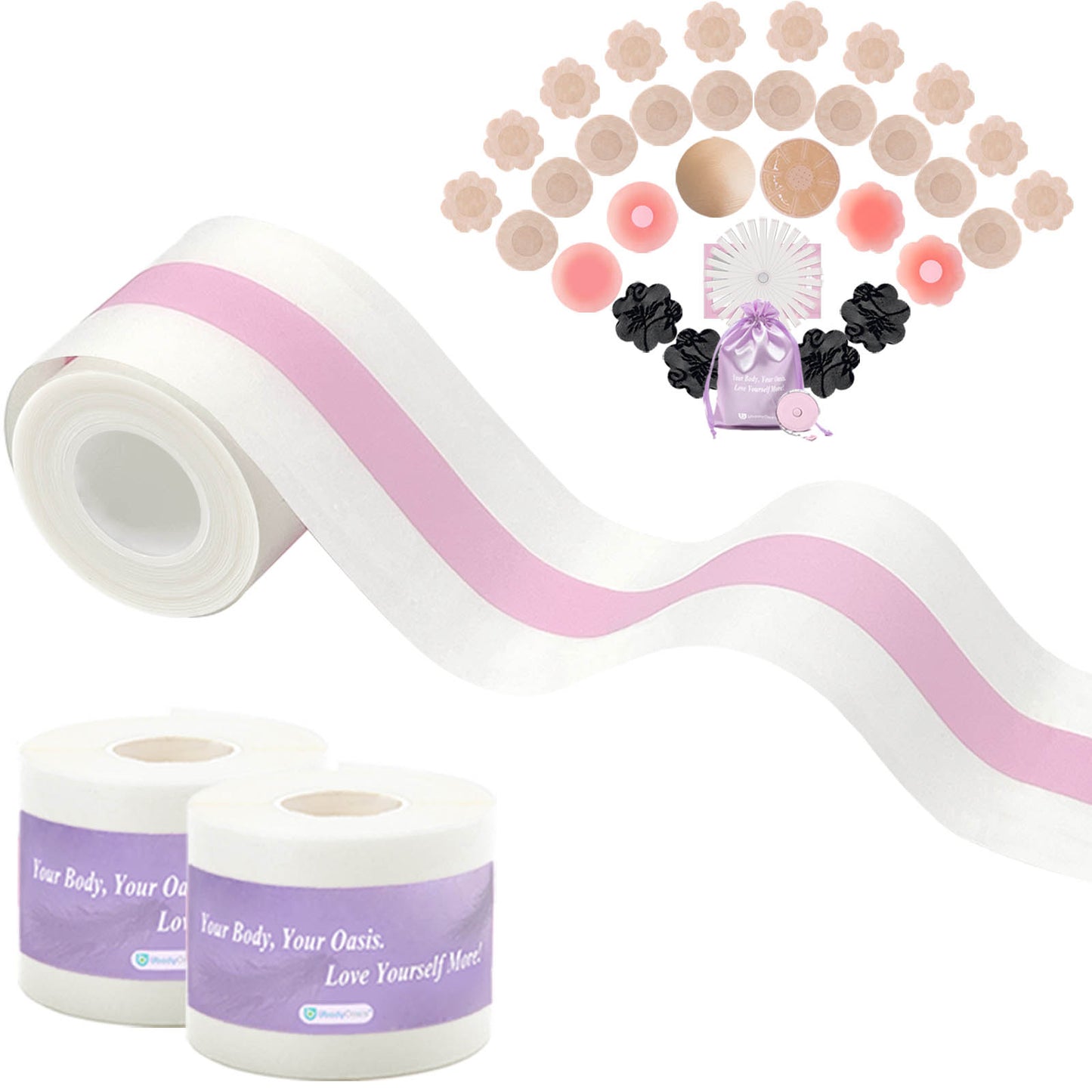 UbodyOasis Boob Tape Set - Boobytape for Breast Lift and Nipple Covers for Women - Instant Lifting Boobytape for Breast Lift Plus Size and Good Lines Boobytape
