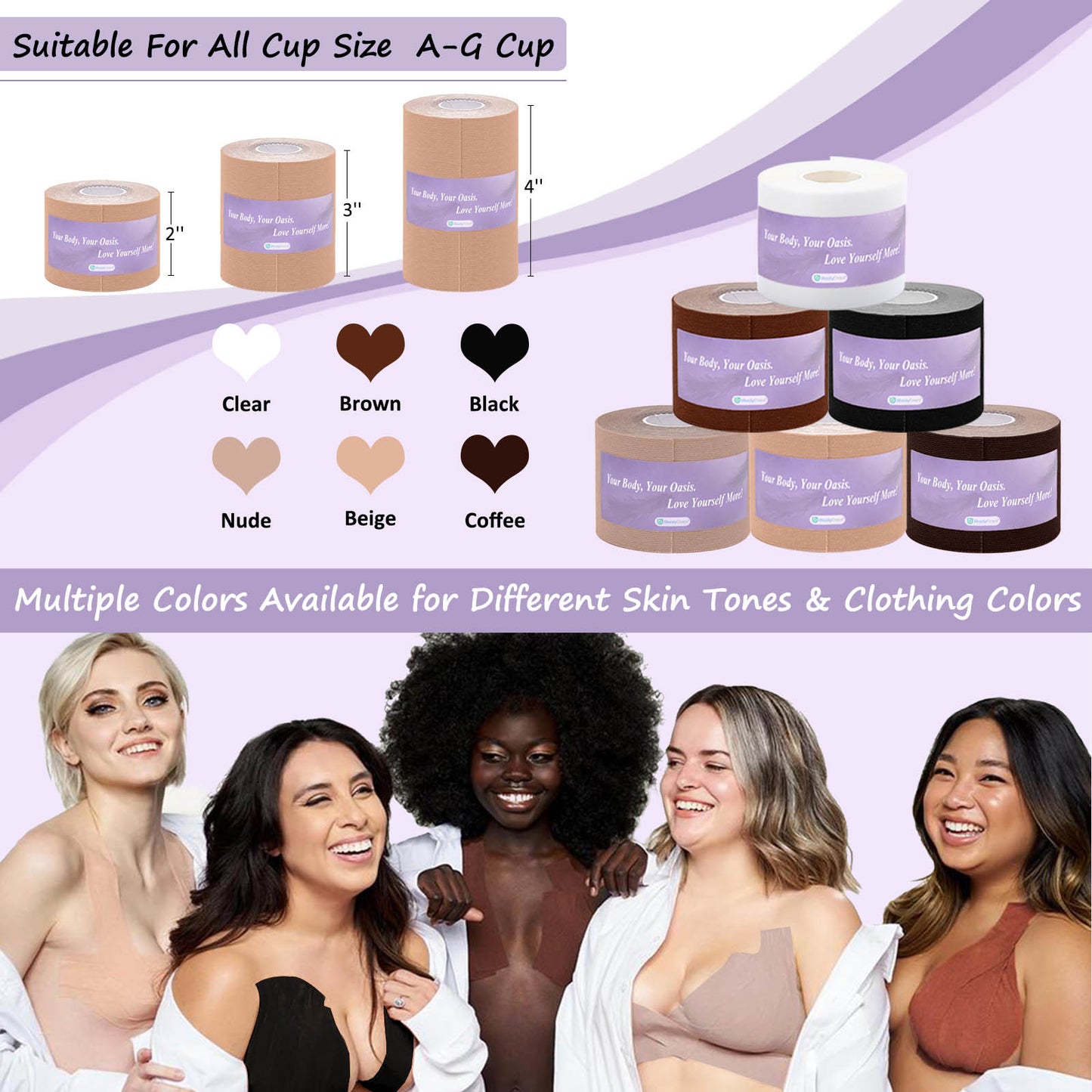 UbodyOasis Boob Tape Set - Boobytape for Breast Lift and Nipple Covers for Women - Instant Lifting Boobytape for Breast Lift Plus Size and Good Lines Boobytape