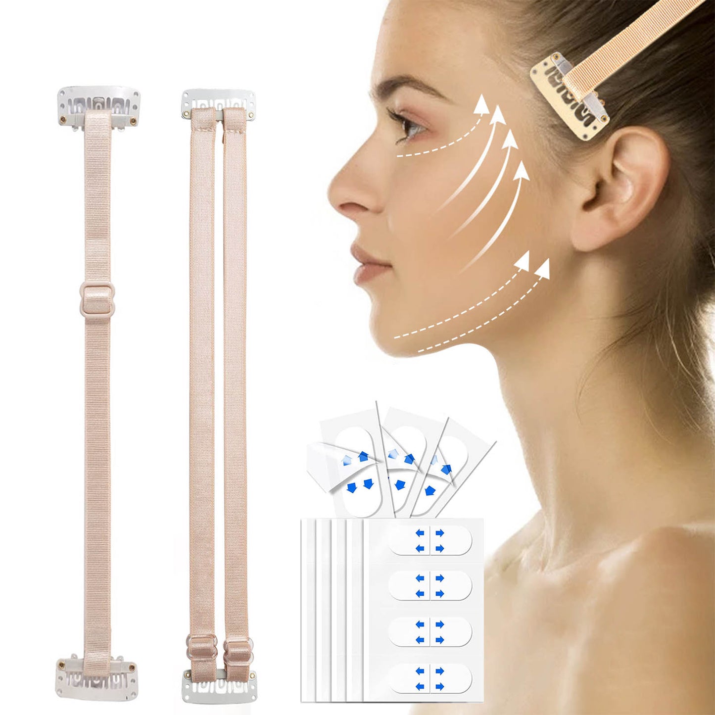 UbodyOasis 3-in-1 Face Lift Tapes and Bands Set - Facelift Tape for Face Invisible with Bands for Instant Lifting Face Tightening and Smoothing - Secret Face Tape for Wrinkles