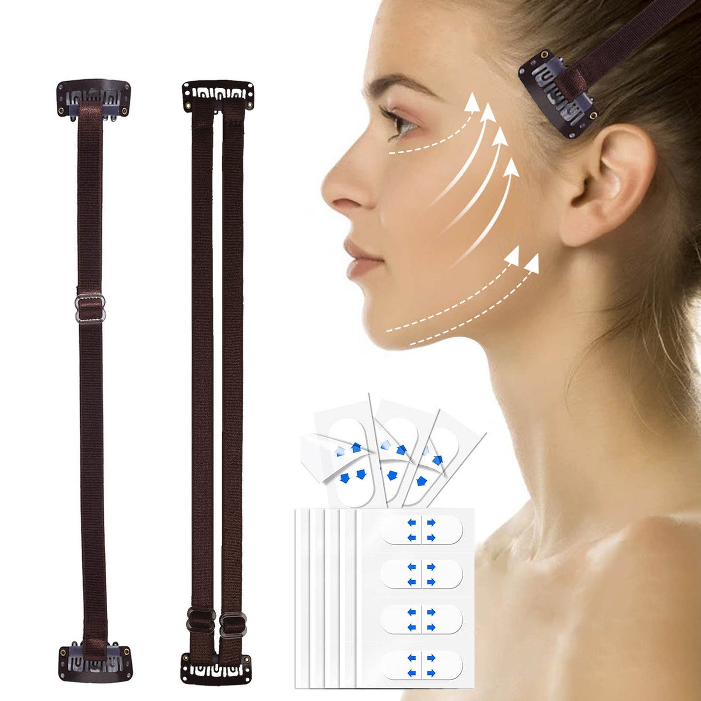 UbodyOasis 3-in-1 Face Lift Tapes and Bands Set - Facelift Tape for Face Invisible with Bands for Instant Lifting Face Tightening and Smoothing - Secret Face Tape for Wrinkles