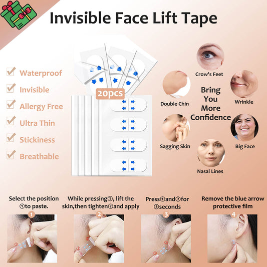 UbodyOasis 2-in-1 Face Lift Band and Tape for Lifting and Eliminating Wrinkles, Invisible Make Up Tool