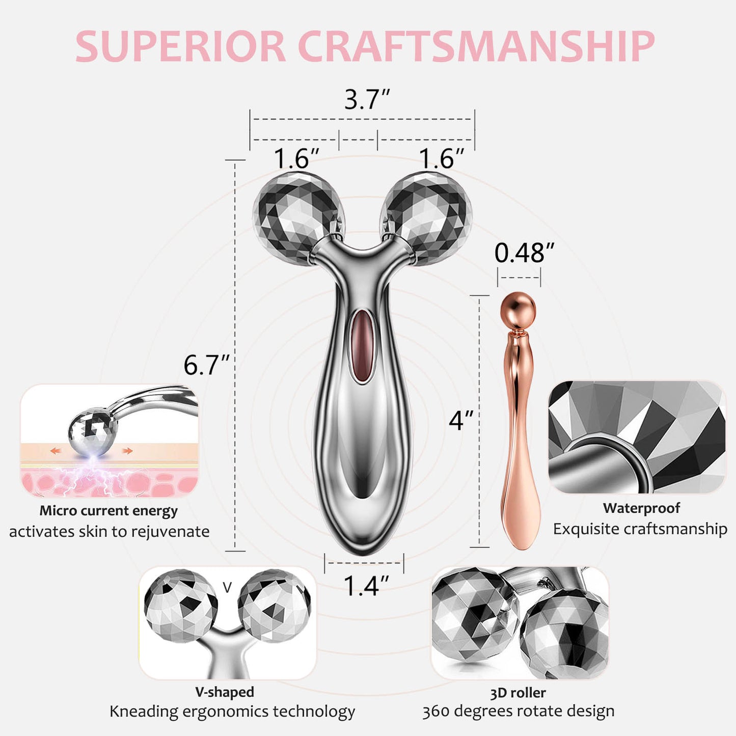 UbodyOasis 2-in-1 Face Massager Roller with 3D Roller Technology for Face and Body Wrinkle & Anti-Aging