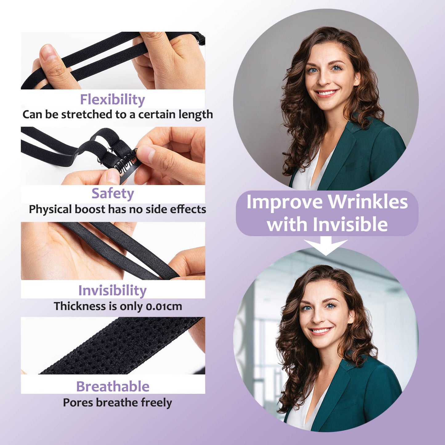 UbodyOasis 3-in-1 Face Lift Tapes and Bands Set - Facelift Tape for Face Invisible with Bands for Instant Lifting Face Tightening and Smoothing - Secret Face Tape for Wrinkles
